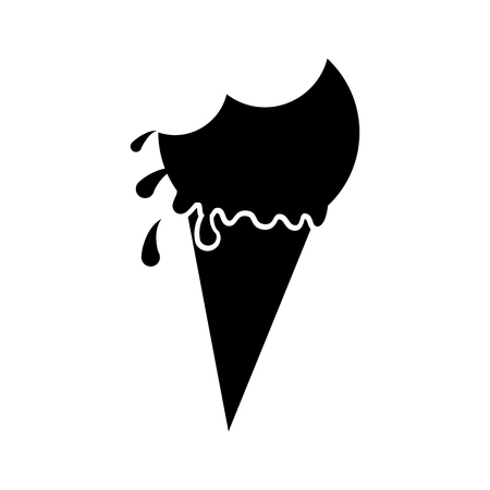 Delicious ice cream cone with bite vector illustration designのイラスト素材
