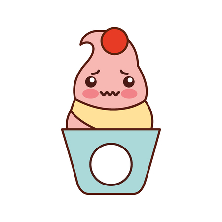Delicious ice cream basket kawaii character vector illustration designのイラスト素材