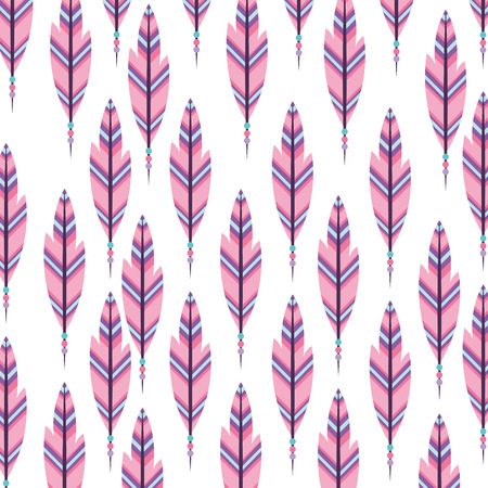 Boho style pattern with decorative feathers vector illustration designのイラスト素材