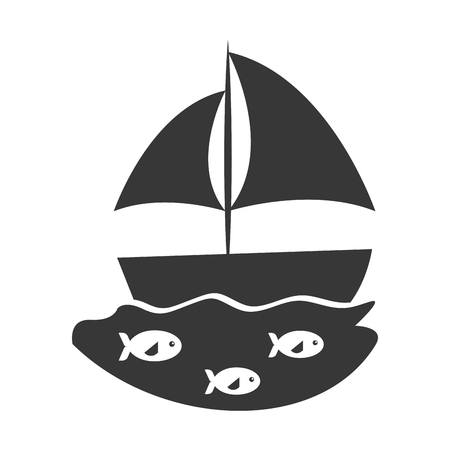 sailboat sea isolated icon vector illustration designのイラスト素材