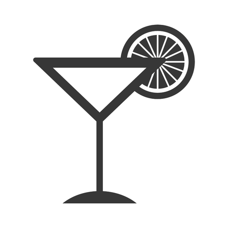 tropical cocktail cup with orange fruit vector illustration designのイラスト素材