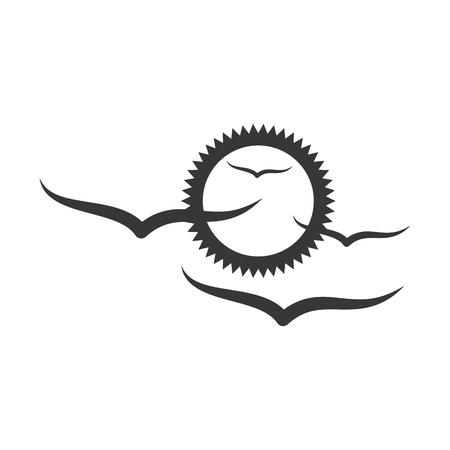 summer sun with gulls scene vector illustration designのイラスト素材