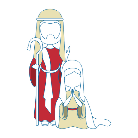 Saint Joseph and virgin mary icon vector illustration graphic design icon vector illustration graphic designのイラスト素材