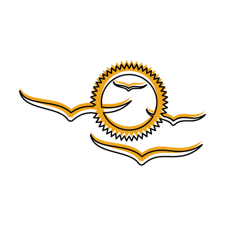 summer sun with gulls scene vector illustration designのイラスト素材