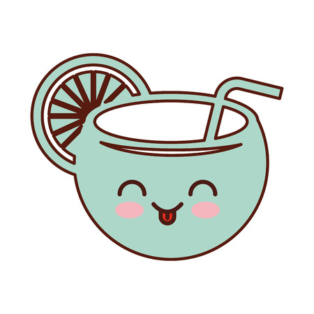 coconut cocktail kawaii character vector illustration designのイラスト素材