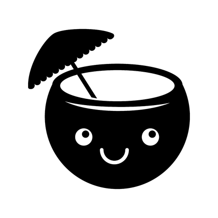 coconut cocktail kawaii character vector illustration designのイラスト素材