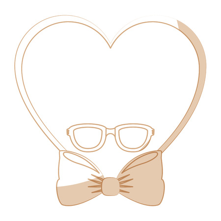heart with bow and glasses icon over white background vector illustrationのイラスト素材