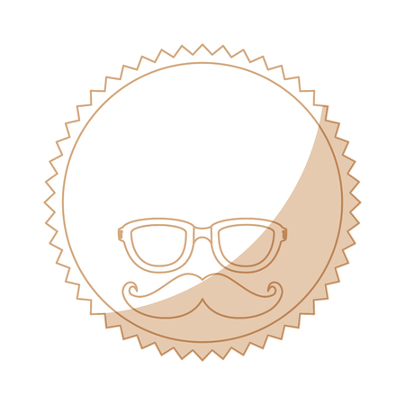 seal stamp with mustache and glasses icon over white background vector illustrationのイラスト素材
