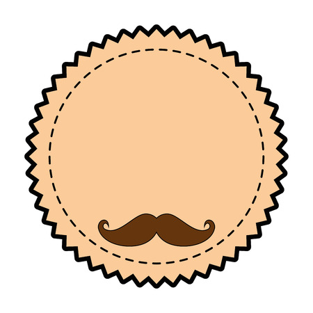seal stamp with mustache icon over white background vector illustrationのイラスト素材