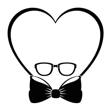 heart with bow and glasses icon over white background vector illustrationのイラスト素材
