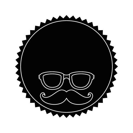 seal stamp with mustache and glasses icon over white background vector illustrationのイラスト素材