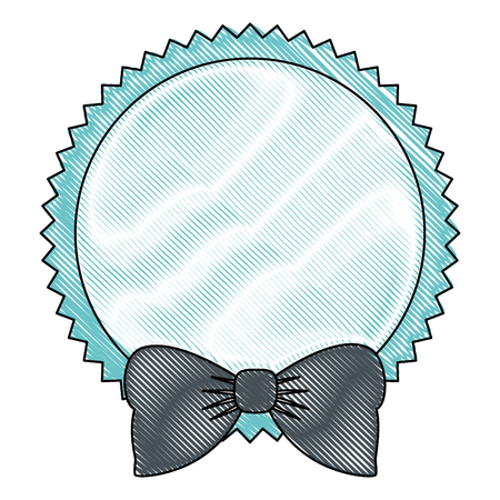 seal stamp with bow icon over white background colorful design vector illustrationのイラスト素材