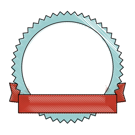 decorative frame with ribbon icon over white background colorful design vector illustrationのイラスト素材