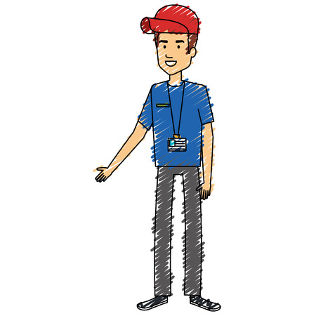 delivery worker avatar character vector illustration designのイラスト素材