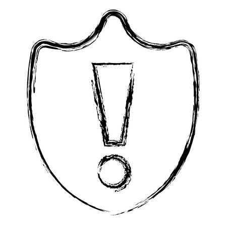 shield with alert symbol vector illustration designのイラスト素材