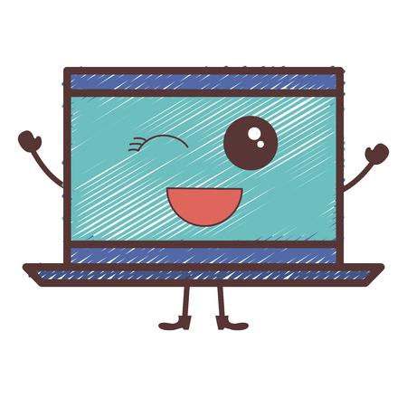 computer laptop character vector illustration designのイラスト素材