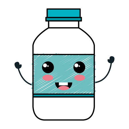 milk bottle character vector illustration designのイラスト素材