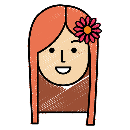beautiful and young woman head character vector illustration designのイラスト素材