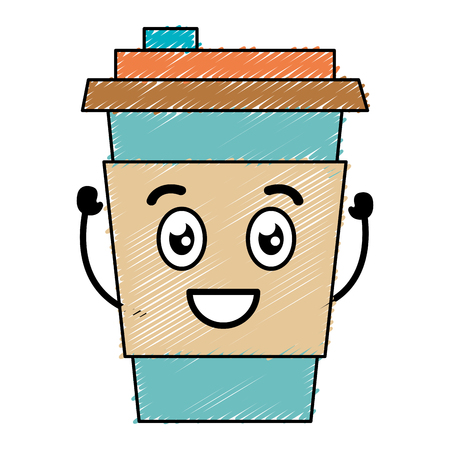 coffee cup plastic  character vector illustration designのイラスト素材
