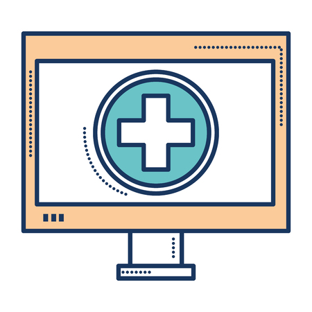 computer display with medical app vector illustration designのイラスト素材