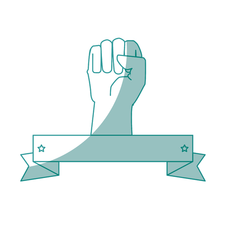decorative ribbon with human hand icon over white background vector illustrationのイラスト素材