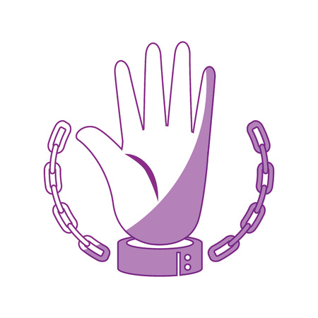 hand with handcuffs and chain icon over white background vector illustrationのイラスト素材