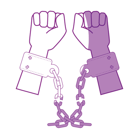 hands with handcuffs icon over white background vector illustrationのイラスト素材