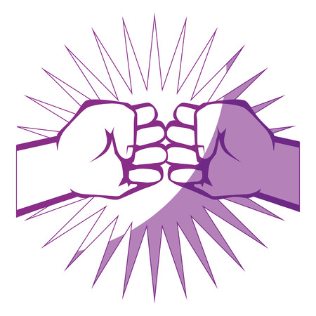 Hands with clenched fist icon over white background vector illustrationのイラスト素材