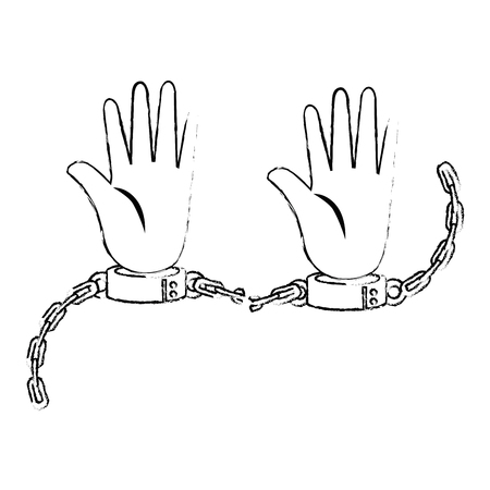 hands with handcuffs icon over white background vector illustrationのイラスト素材