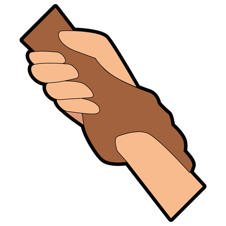 grabbed hands icon over white background vector illustrationのイラスト素材