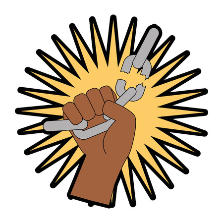 hand grabbing a broken chain icon over white background vector illustrationのイラスト素材