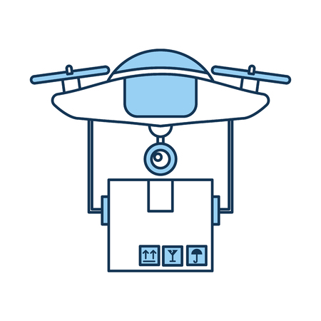 drone flying technology with box carton vector illustration designのイラスト素材