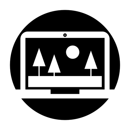 laptop with landscape icon vector illustration designのイラスト素材