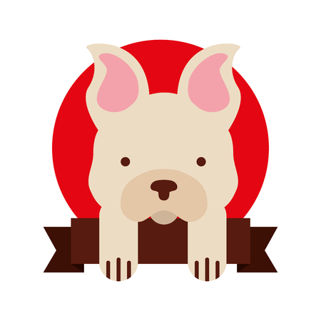 cute dog mascot with ribbon vector illustration designのイラスト素材