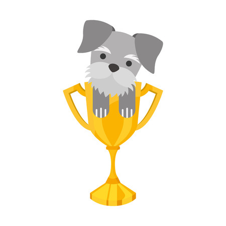 cute dog mascot with trophy vector illustration designのイラスト素材