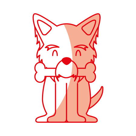 cute dog mascot with bone vector illustration designのイラスト素材