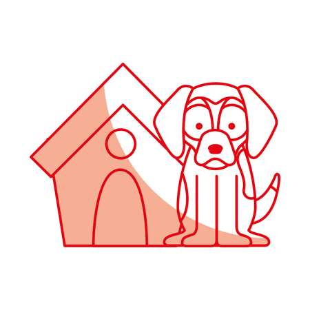 cute dog mascot with house vector illustration designのイラスト素材