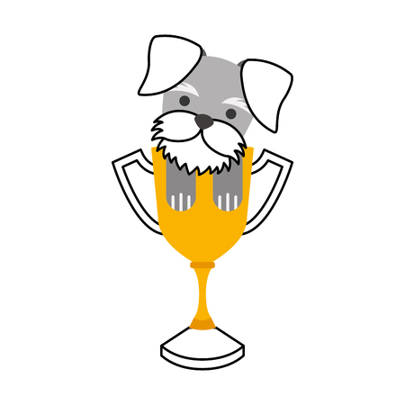 cute dog mascot with trophy vector illustration designのイラスト素材