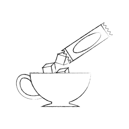 coffee cup with sugar bag vector illustration designのイラスト素材