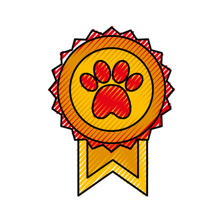 medal with paw icon vector illustration designのイラスト素材