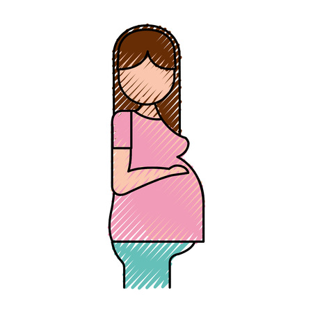 pregnant woman avatar character vector illustration designのイラスト素材