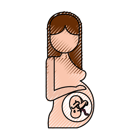 Pregnant woman with her fetus vector illustration designのイラスト素材