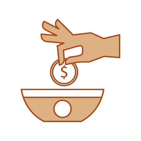 hand human with coin money isolated icon vector illustration designのイラスト素材