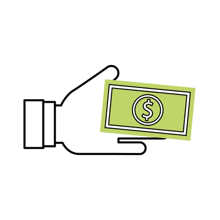 hand human with bill money isolated icon vector illustration designのイラスト素材