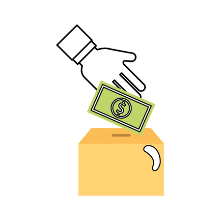 box carton packing with money vector illustration designのイラスト素材