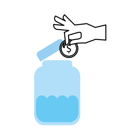 mason jar bottle with coins vector illustration designのイラスト素材