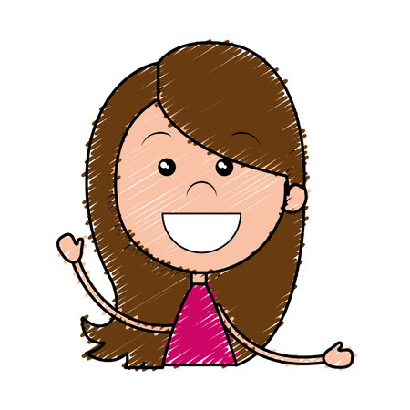 cute and little girl character vector illustration designのイラスト素材