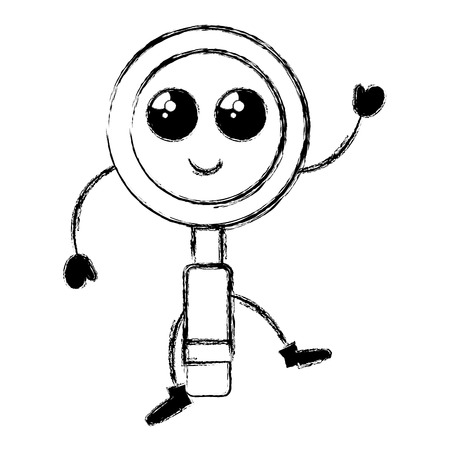 search magnifying glass kawaii character vector illustration designのイラスト素材