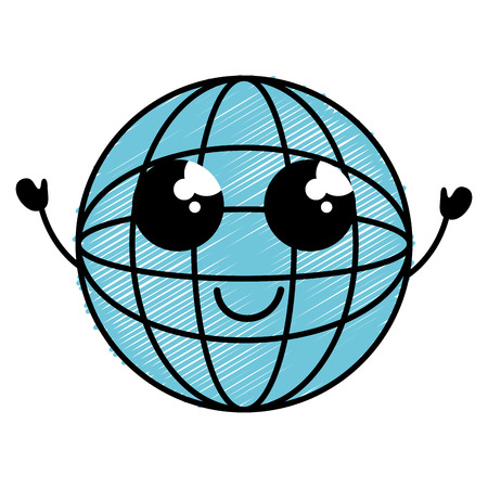 earth planet school kawaii character vector illustration designのイラスト素材