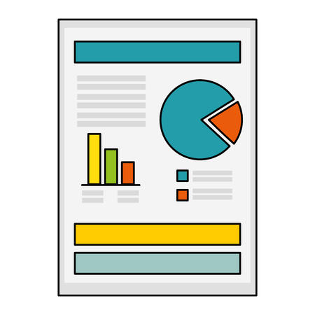 document with Statistical graphs icon over white background vector illustrationのイラスト素材